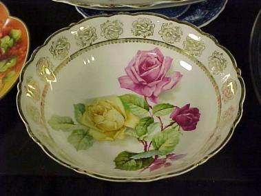 10" German Bowl Yellow & Red Roses